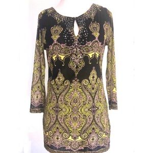 INC Long Blouse With Sheer Sleeves Beaded Career